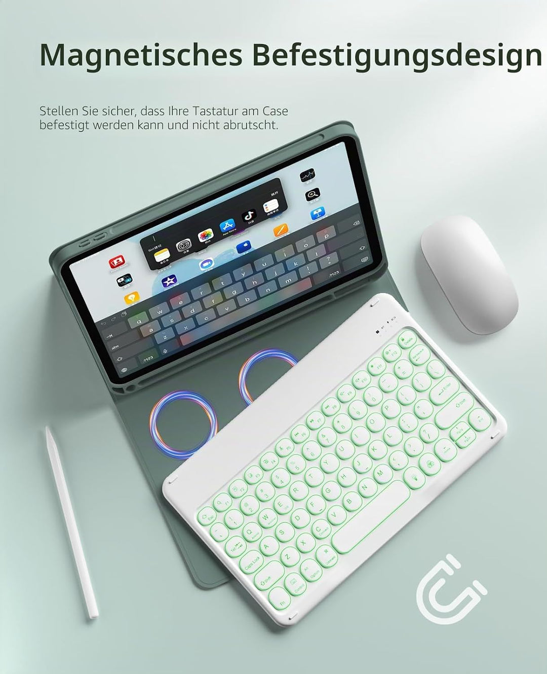 JKSML Tastatur Hülle für iPad (A16) 11 Zoll 2025 &amp; iPad 10 Generation 10,9 Zoll 2022-7 Farbige Beleu