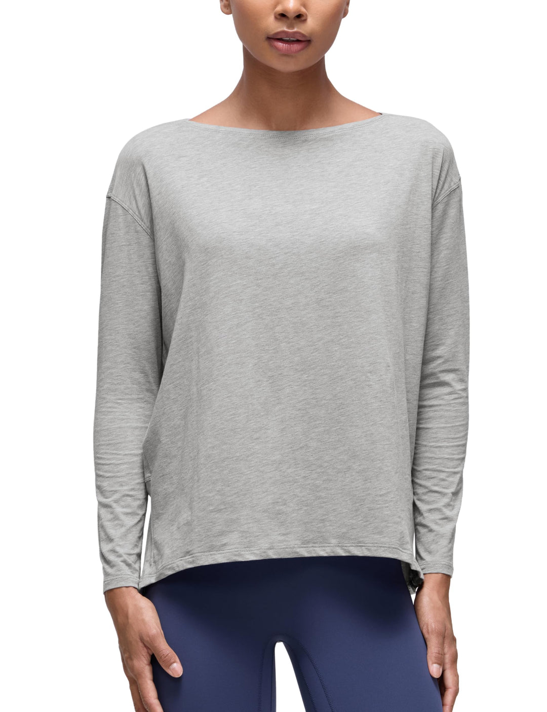 CRZ YOGA Damen Sport Langarmshirt Fitness Yoga Langarm Shirt Leichte Freizeit Longsleeve Baumwolle O
