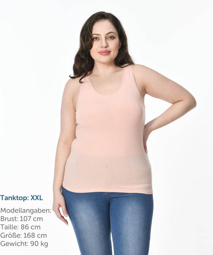 Comfneat Damen 4-Pack Tank Tops Stretch Baumwolle Elasthan Bequeme Unterhemden, Color-set-5 4-pack