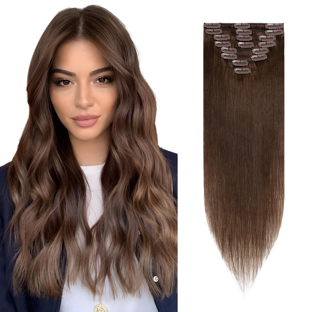Rich Choices Clip in Extensions Echthaar 8 Stück Clip Extensions 20cm 