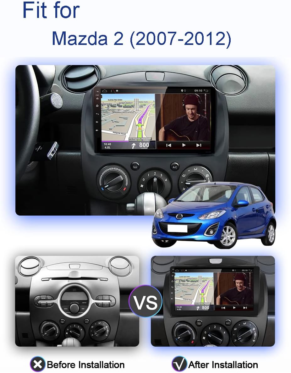 JOYX Android 12 Autoradio Passt für Mazda 2 (2007-2012) - [4G+64G] - Eingebaut DSP/Carplay/Android A