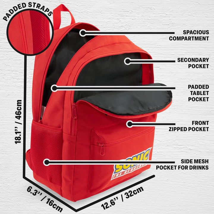 Get Trend Sonic The Hedgehog Rucksack Jungen, 46 x 32 x 16 cm, Verstellbarer Reisetasche für Schule
