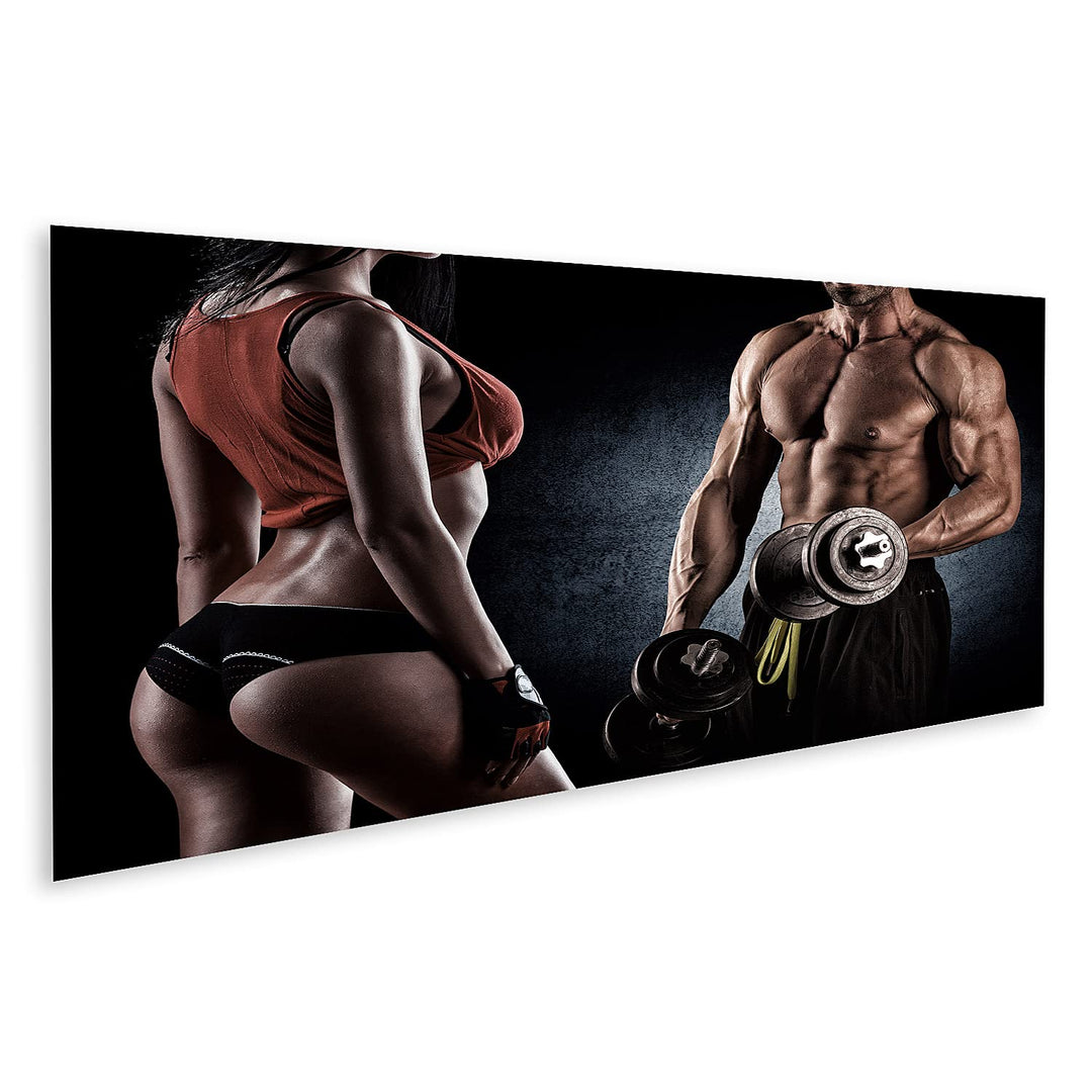 islandburner Bild auf Leinwand Gym Muskulöser Junger Mann Training Mit Hanteln Bilder Wandbilder Pos