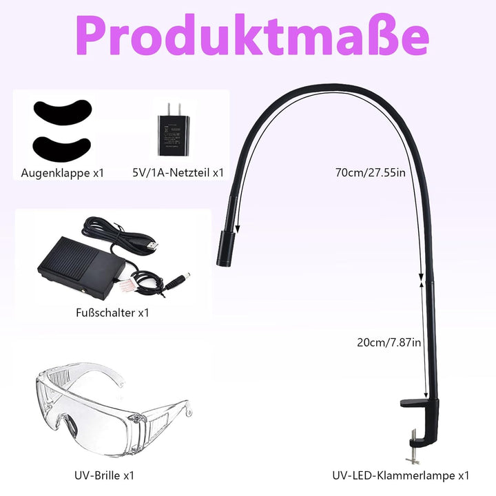 Wimpern Lampe, 5W UV-Wimpernlampe mit Fusspedal für Lichthärtenden, Wimpernverlängerungen Wimpernlic