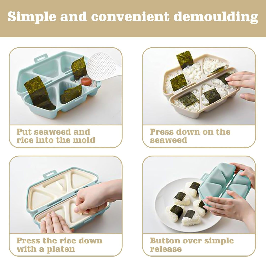 Onigiri Form Sushi Onigiri Mold 2 Stück Onigiri Maker 6-in-1, Onigiri Form mit 2 Reislöffel, Sushi F