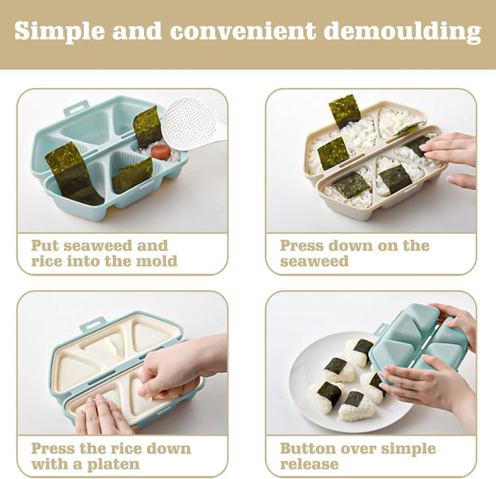 Onigiri Form Sushi Onigiri Mold 2 Stück Onigiri Maker 6-in-1, Onigiri Form mit 2 Reislöffel, Sushi F