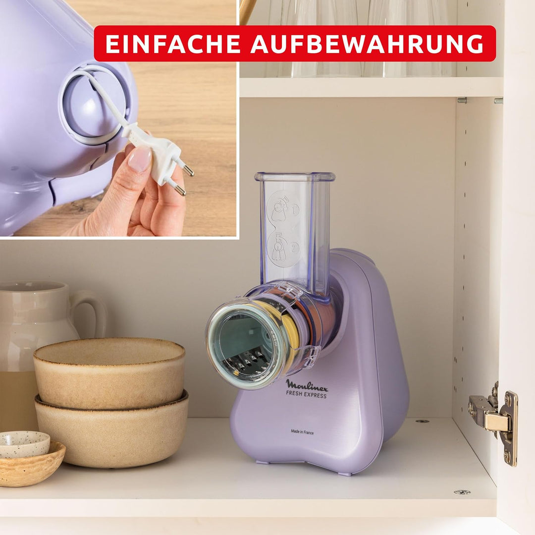 Moulinex Fresh Express Elektrische Gemüsereibe, Direktserviersystem, 4-in-1, zerkleinern-schneiden-r