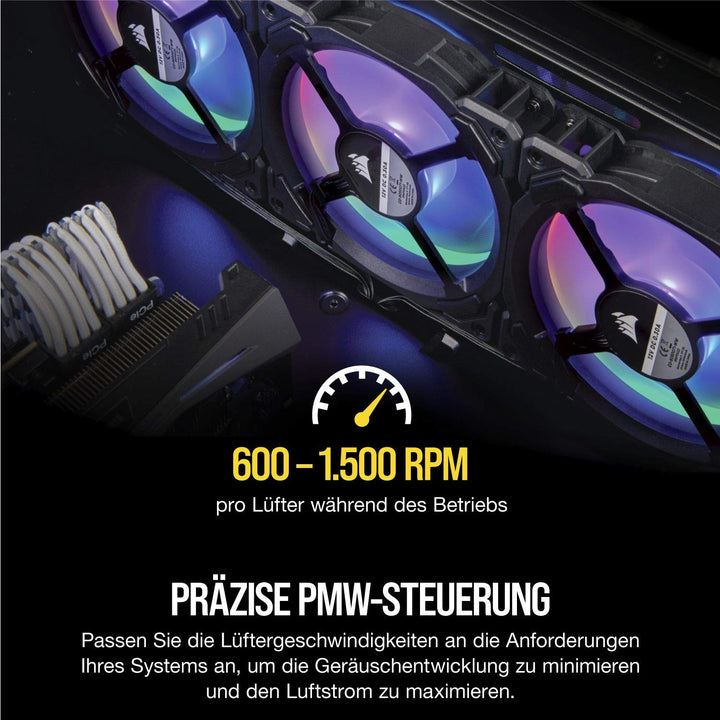 Corsair PWM-Lüfter RGB, Schwarz, 1 x 120 mm Lüfter Einzelpackung, Einzelpackung