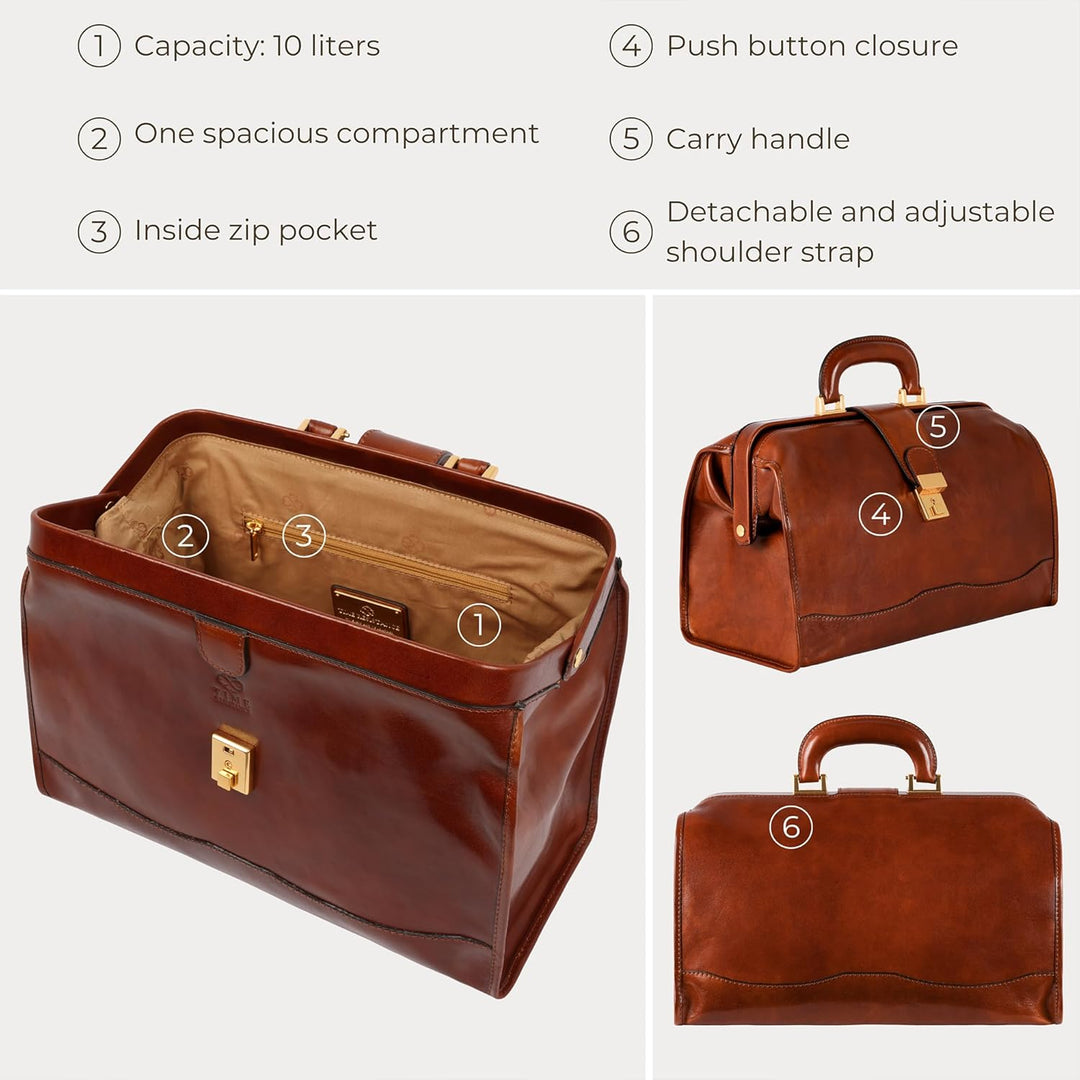 Time Resistance Leder Arzttasche - Arztkoffer - Doktortasche - Aus 100% Echtleder - Aktentasche für