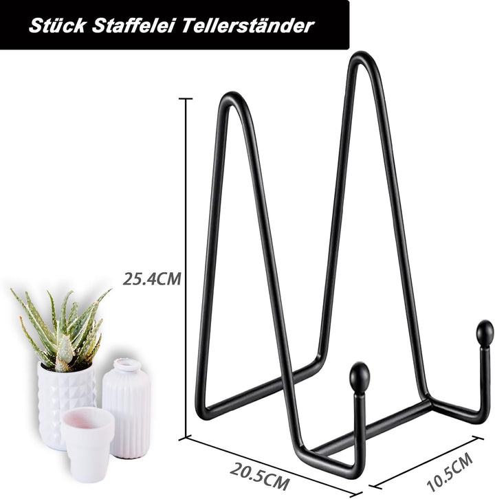 Tellerständer aus stabilem Metall, 25,4 cm, Schwarz, 2 Stück | Für Dekoteller, Bücher, Fotos und Pla