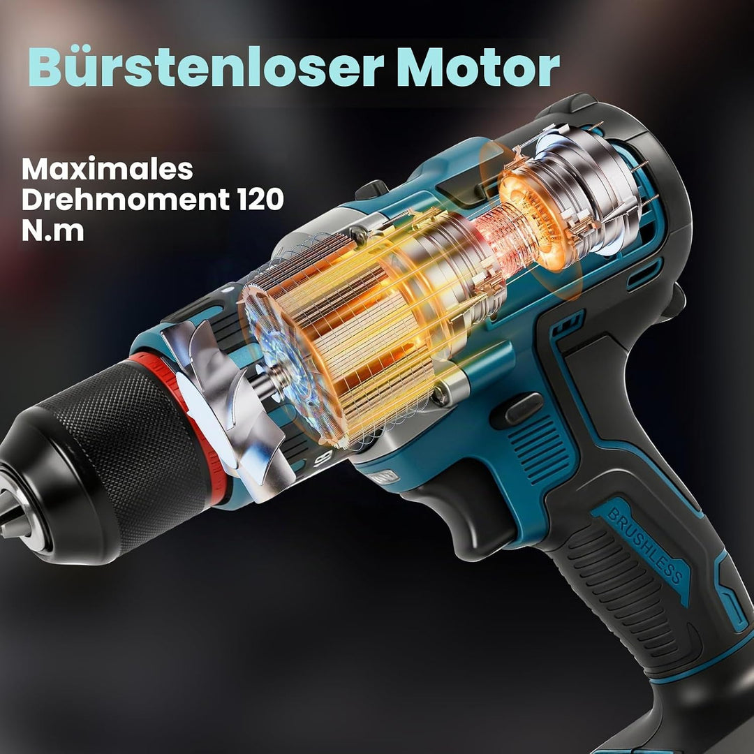 80 Nm bürstenloser Akku-Schlagbohrer, kompatibel mit Makita 18-V-Akku, 1/2-Zoll-Hammerbohrer, 2100 U