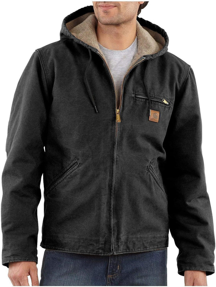 Carhartt Men's Sherpa Lined Sandstone Sierra Jacket J141,Black,XX-Large