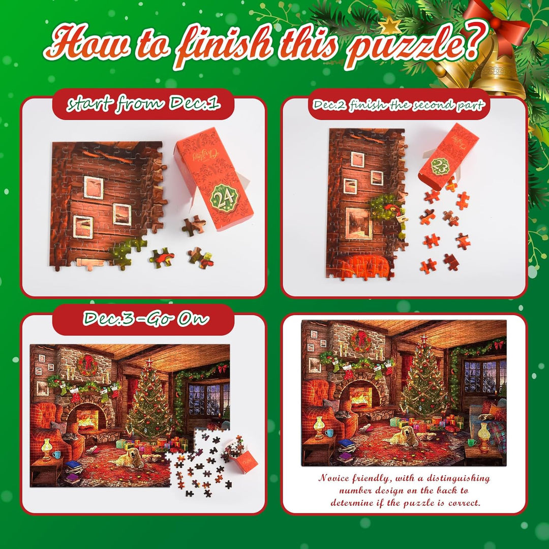 HappyGoLucky Adventskalender 2023 Puzzle Erwachsene, Jigsaw Puzzle 1000 Teile Weihnachten Geschenke