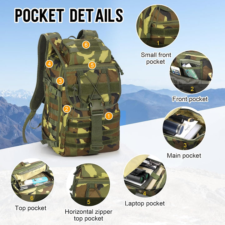 SHANNA Militärrucksack 35L/50L Armee Rucksack Molle, Hohe Kapazität Trekkingrucksack Wanderrucksäcke