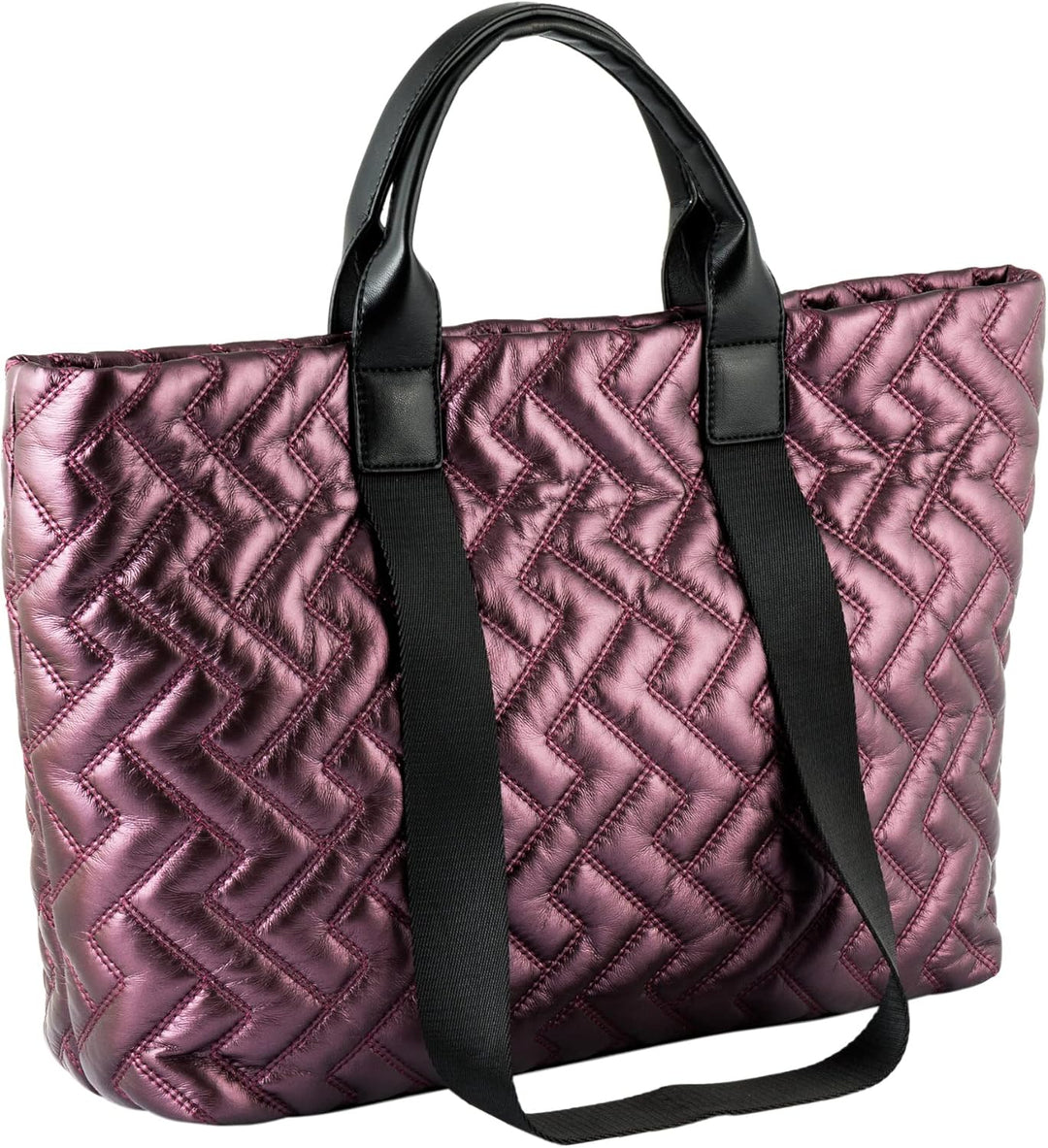 camel active Damen Gabor Bags Haley Shopper Umhängetasche Reissverschluss Gross Silber, Lila