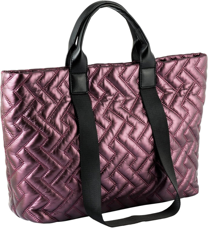 camel active Damen Gabor Bags Haley Shopper Umhängetasche Reissverschluss Gross Silber, Lila
