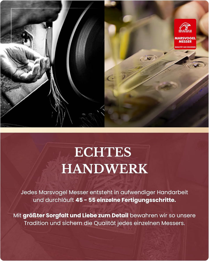 Marsvogel - Duo Pack Gemüsemesser Set - gemischte Klinge - Griffe aus Kirschbaum Holz - Made in Soli