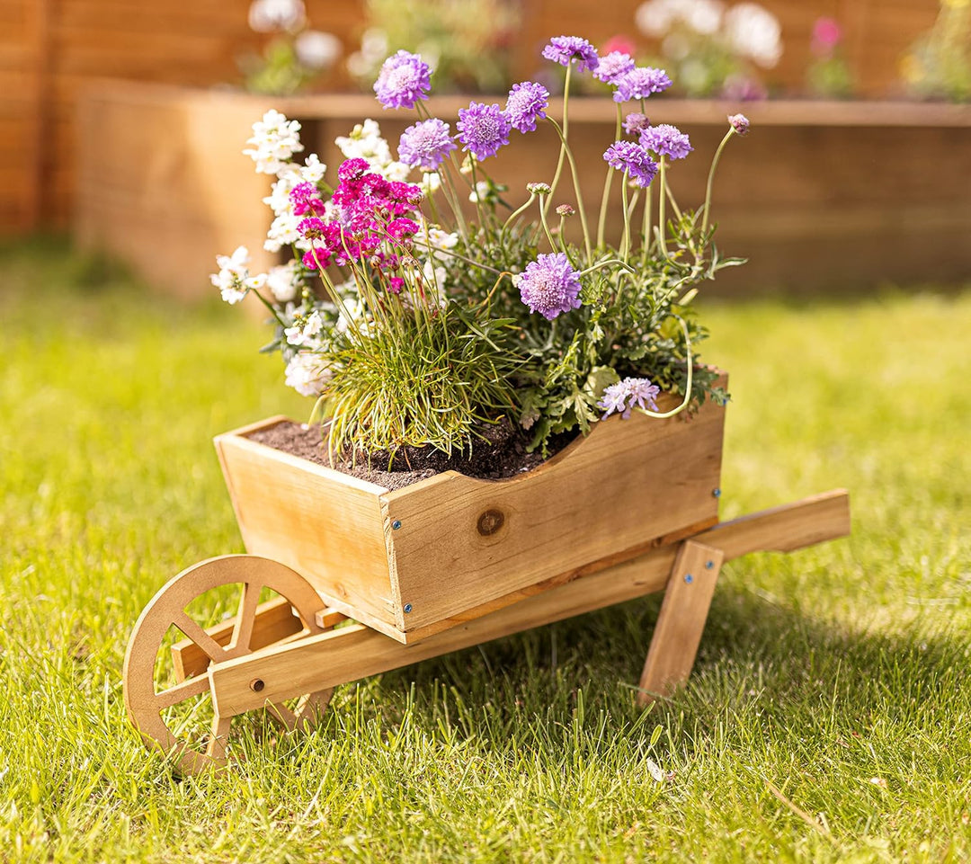 Homezone rustikale Holzschubkarre, Gartendekoration, Pflanzentrog, 70 cm