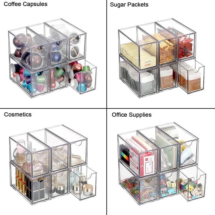 6 Pcs Stapelbare Teebeutel Organizer Schubladenboxen 16,5x7,6x10cm
