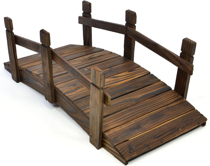 Nexos kleine Holzbrücke Teichbrücke Teich Garten Holz Deko Brücke mit Geländer braun