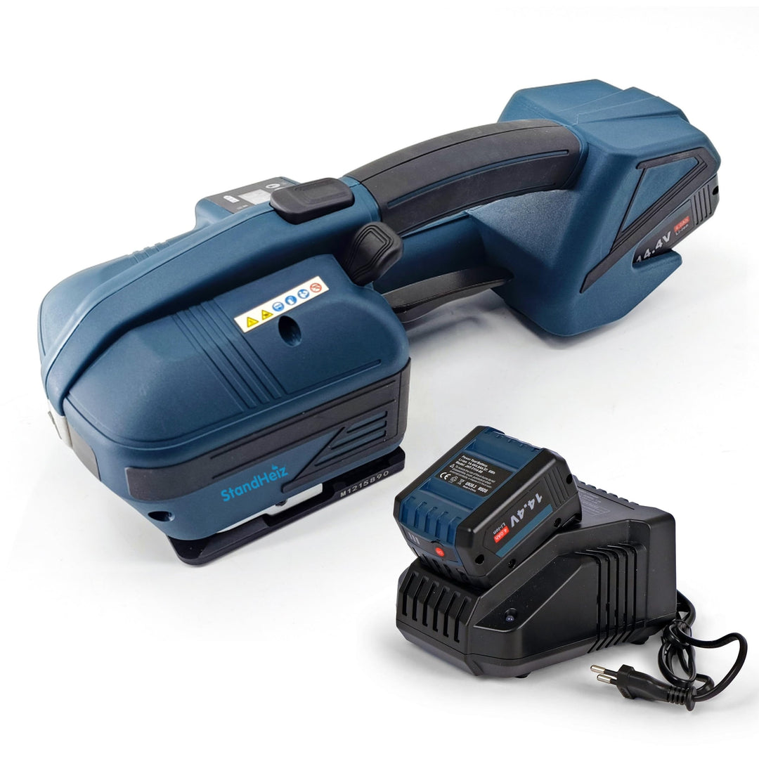 Elektrische Umreifungsmaschine für PET &amp; PP 13–16 mm, Akku-Umreifungsgerät 900–3200 N, 4000 mAh, Dig