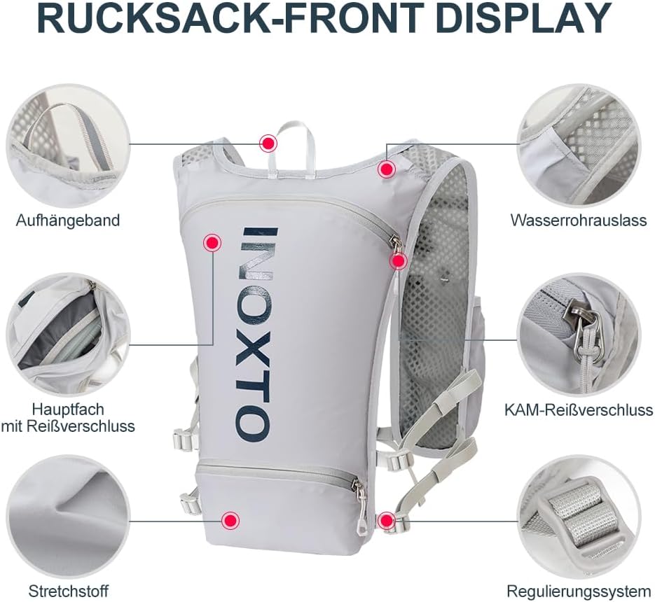 INOXTO Sport Wasserbeutel Weste Mit 1.5l Trinkblasen Running Weste Rucksack FüR Outdoor Wandern Trai