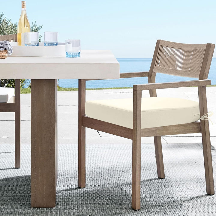 Sitzkissen Outdoor 45x45, 2er Set Wasserdicht mit Bändern | Wasserdichtes Stuhlkissen für Gartenmöbe