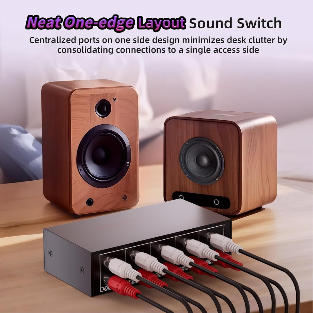 Audio Switch Box 4-Wege bidirektional, BolAAzuL 3,5mm Aux & RCA L/R Stereo Audio Switcher Selector 4