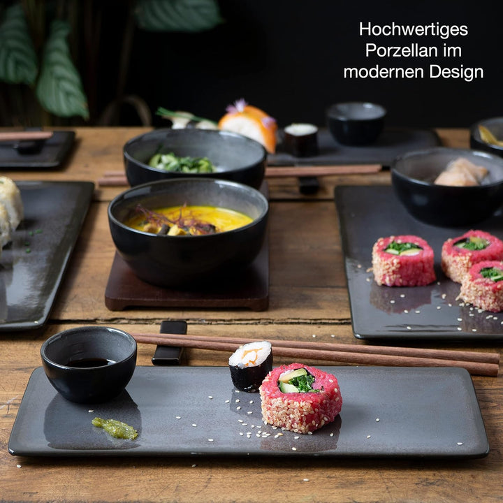 Moritz & Moritz Sushi Geschirr Set für 4 Personen - 29 Teile - Sushi Servierset mit 3x Sushi-Platte
