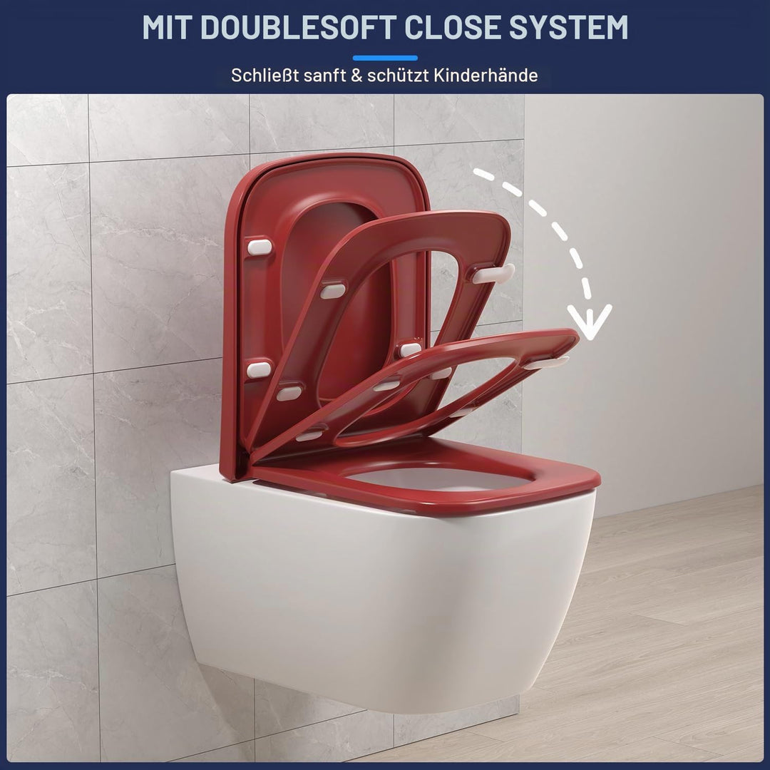 YEAUPE RPO Toilettendeckel mit Absenkautomatik Eckig [KURZ],WC Sitz Quick-Release zur einfachen Rein