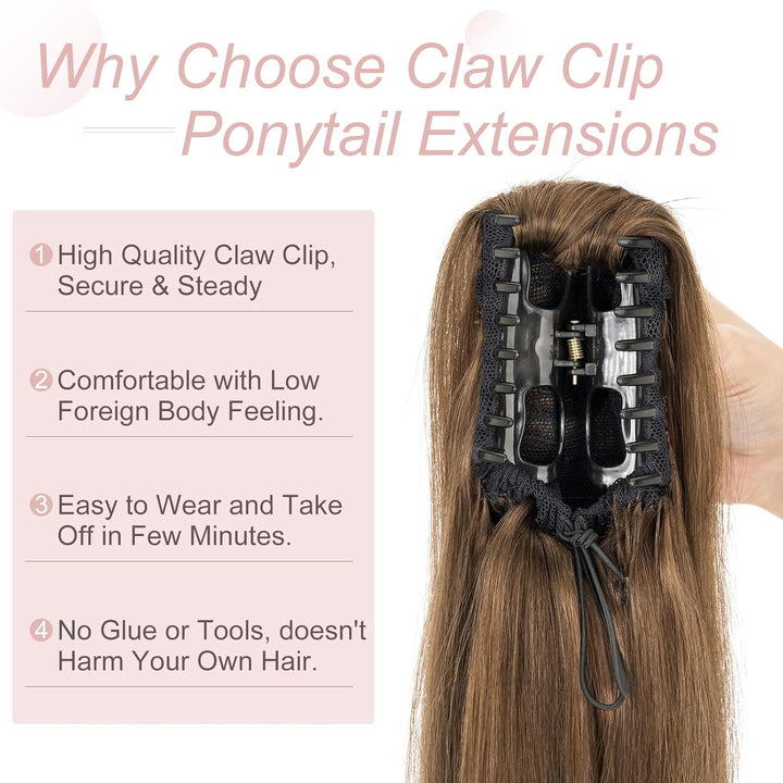 Haarteile Echthaar Ponytail Extension Clip in Pferdeschwanz Extensions Echthaar Glatt Zopf Haarverlä