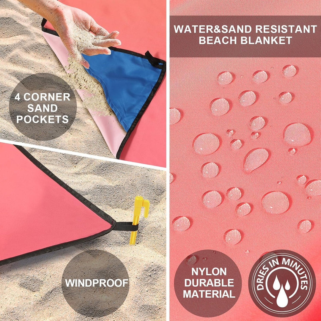 Stranddecke Sandfrei, Picknickdecke Wasserdicht Überdimensioniert Strandtuch Strandmatte 4 Befestigu