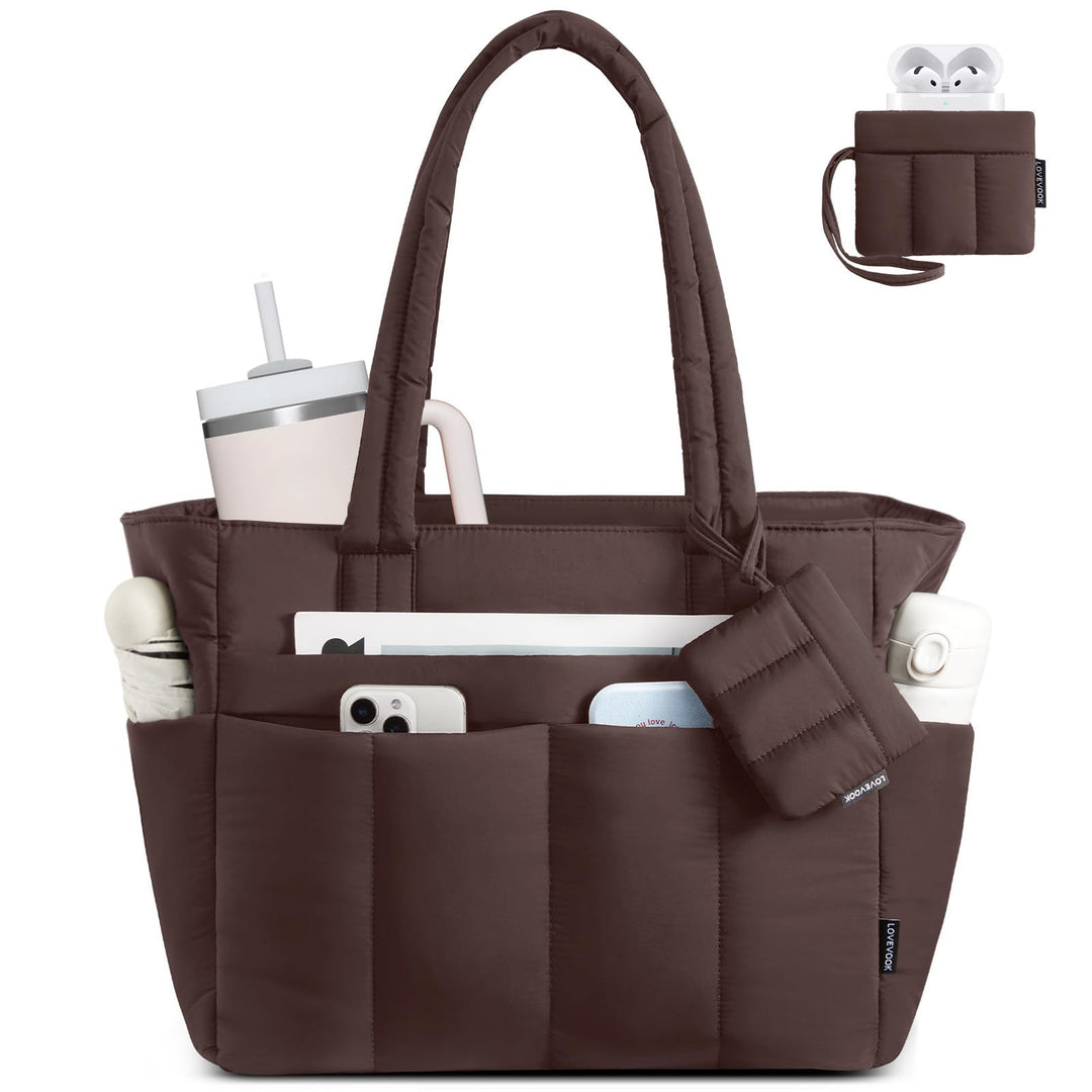 LOVEVOOK Shopper Tasche Damen Handtasche Gross, Leicht Arbeitstasche Puffer Tote Bag mit Vielen Fäch