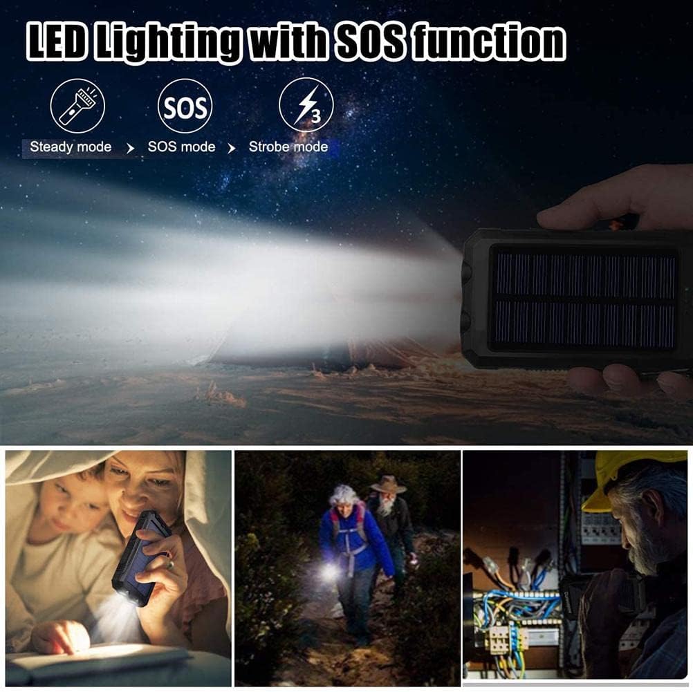 Solar-Powerbank 20.000 MAh, Solar-Ladegerät mit Zwei USB-Anschlüssen, Handy-Zubehör, Tragbares Ring-