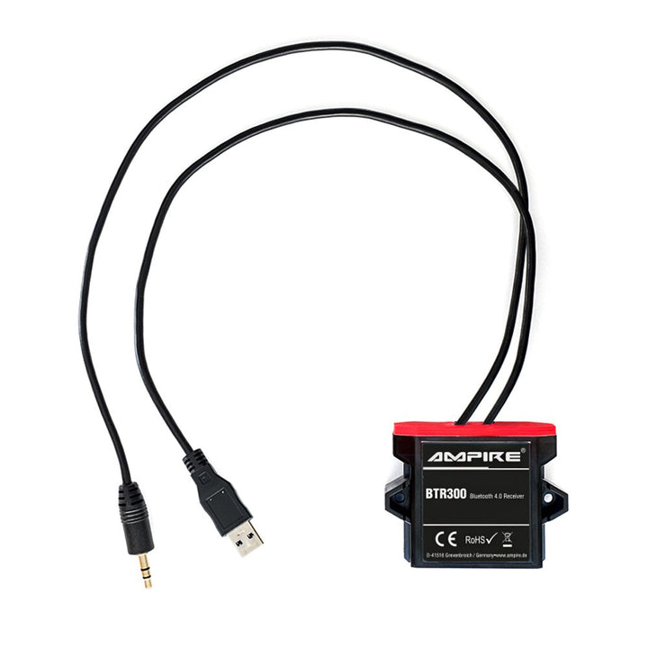 AMPIRE BTR300 universal Bluetooth-Adapter zum Musikstreaming mit Auto-Remote (wasserdicht, 3,5mm Kli