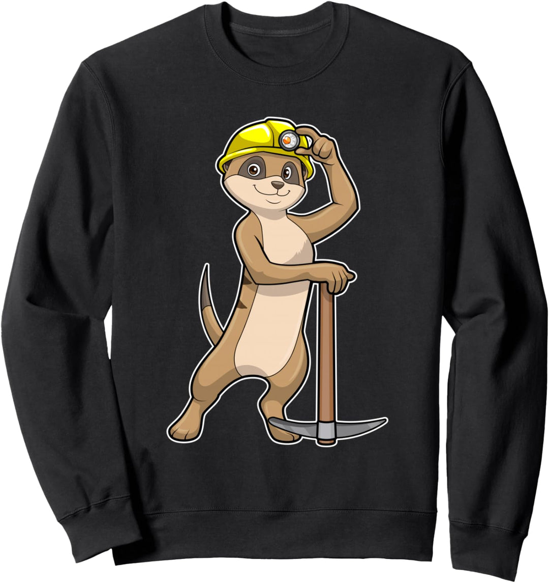 Erdmännchen Bergarbeiter Spitzhacke Helm Sweatshirt