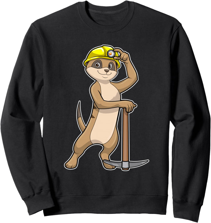 Erdmännchen Bergarbeiter Spitzhacke Helm Sweatshirt