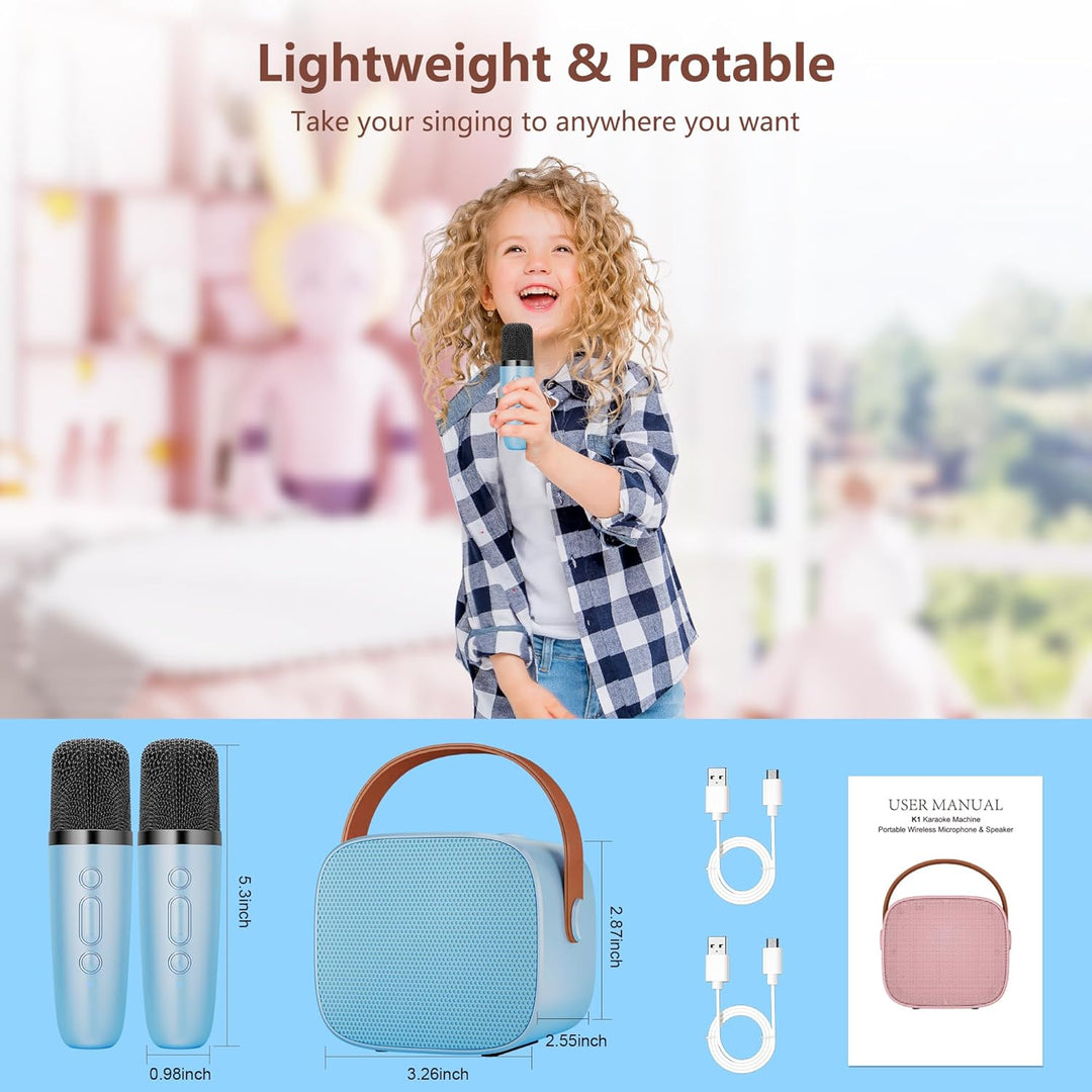 BONAOK Mikrofon Karaoke Spielzeug 2 Mikrofon, Bluetooth Karaokemaschinen für Kinder Erwachsene, Kara