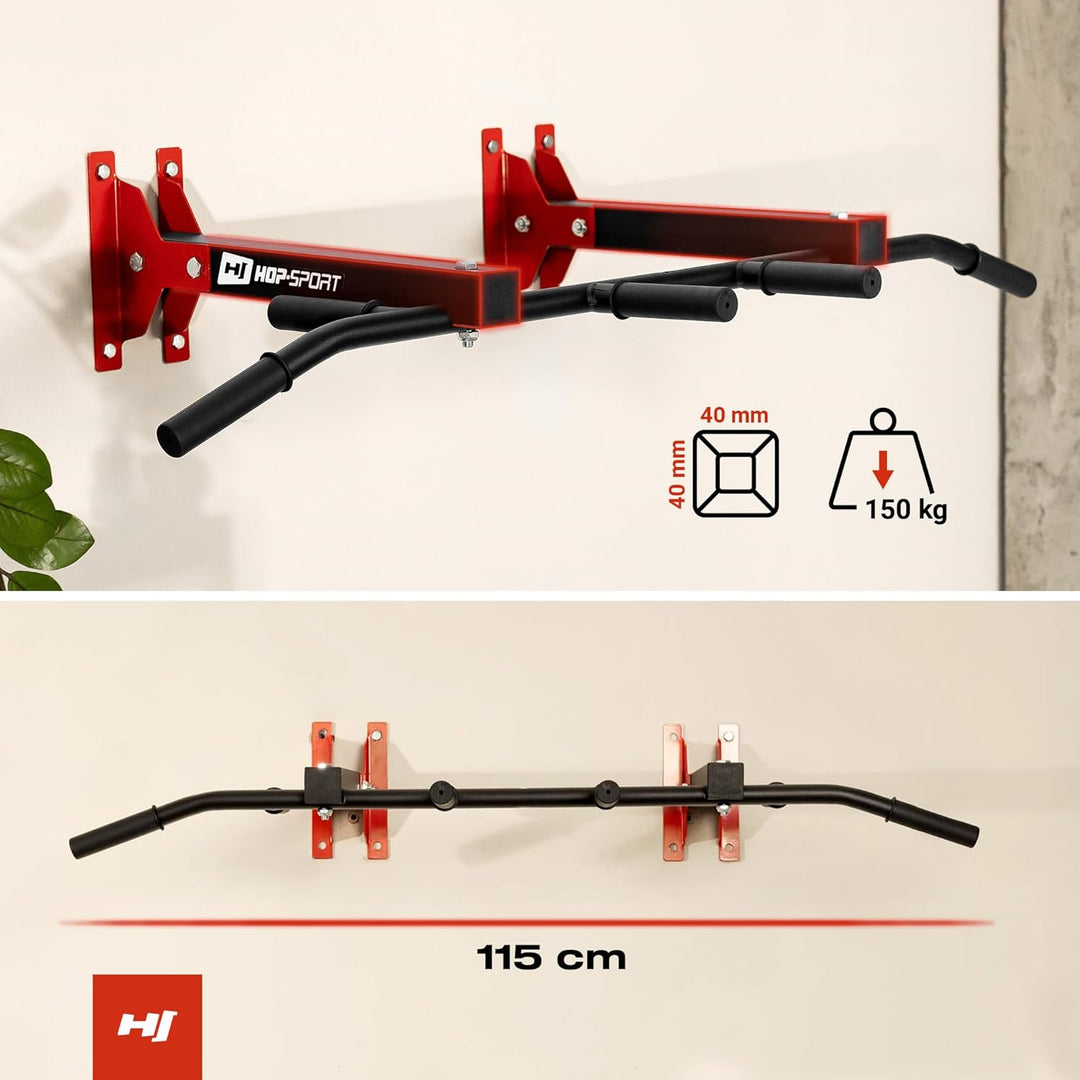 Hop-Sport Multigriff Klimmzugstange für Wand HS-2002K - Profi Fitness Pull Up Bar für zuhause mit vi