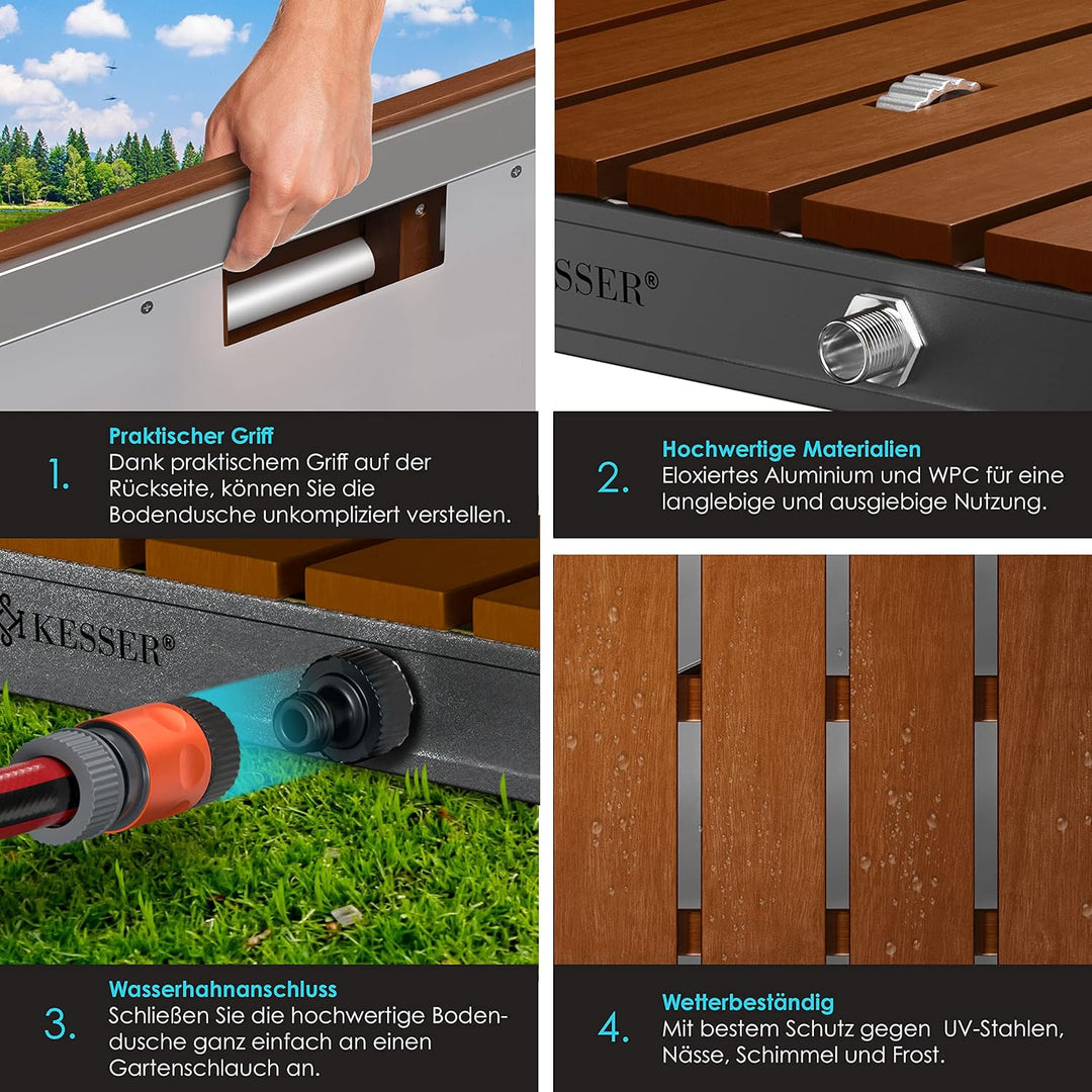 KESSER® Gartendusche Bodendusche Aussendusche Saunadusche Campingdusche Ø 70 cm Rund Fontänenhöhe bi