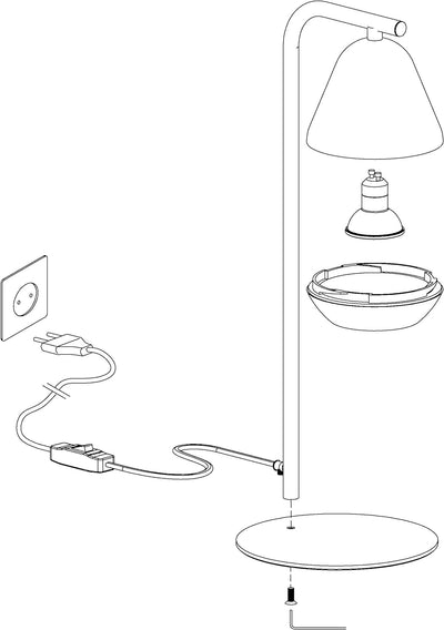 EGLO Tischlampe Palbieta, 1 flammige Tischleuchte Industrial, Nachttischlampe aus Stahl und Kunststo