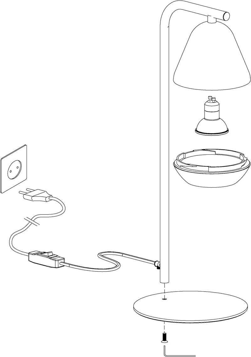 EGLO Tischlampe Palbieta, 1 flammige Tischleuchte Industrial, Nachttischlampe aus Stahl und Kunststo