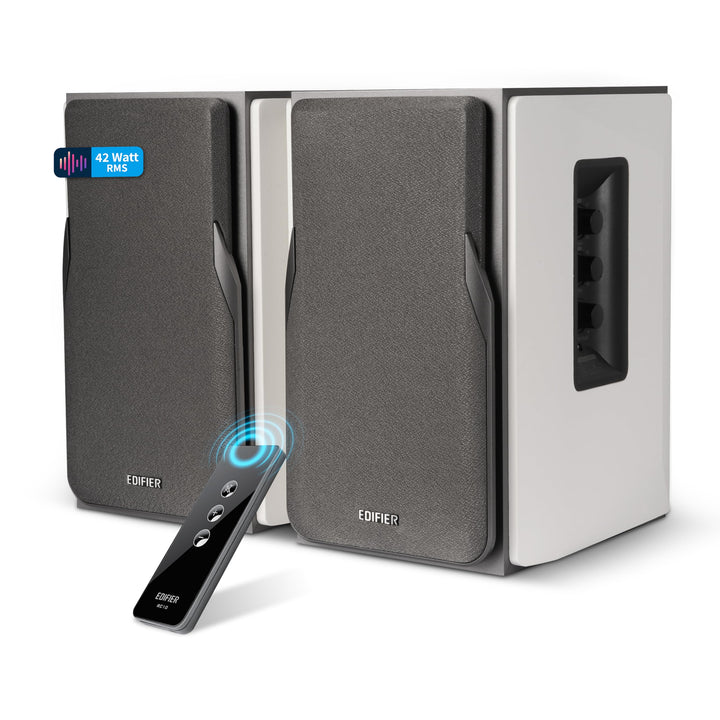 EDIFIER Studio R1380T 2.0 Regallautsprecher-System (42 Watt) im Echtholzgehäuse (MDF). Zwei LINE IN