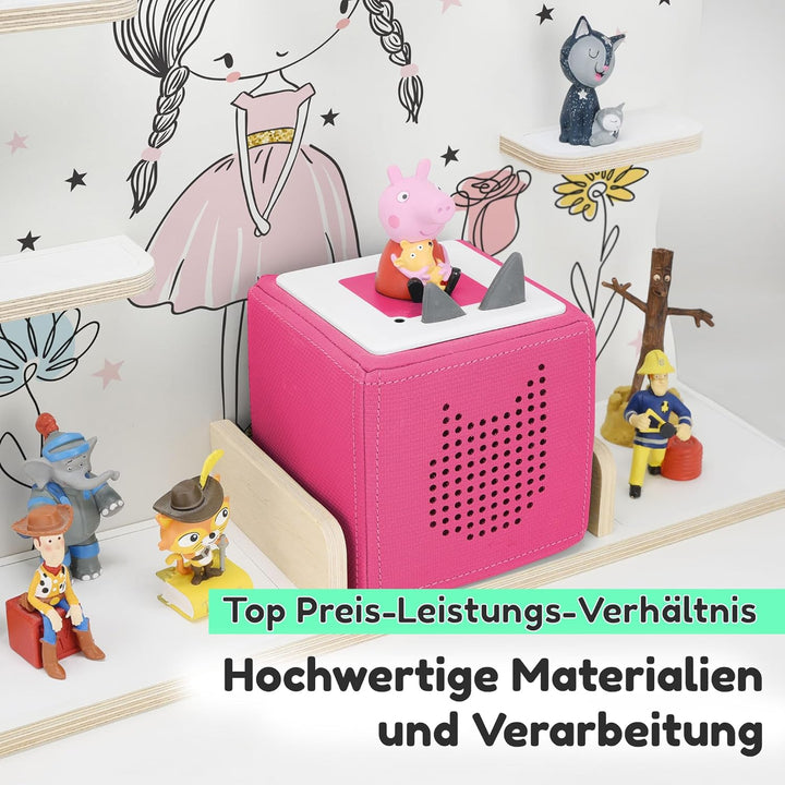 stadtecken Kinder Regal für Musikbox I Geeignet für die Toniebox und ca. 50 Tonies I Perfekte Aufbew