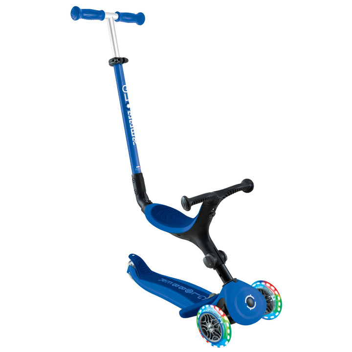 GLOBBER GO-UP Active Lights – 3 in 1 Dreirad, Laufrad und Scooter, 120/80 mm, 3-rädrig, höhenverstel