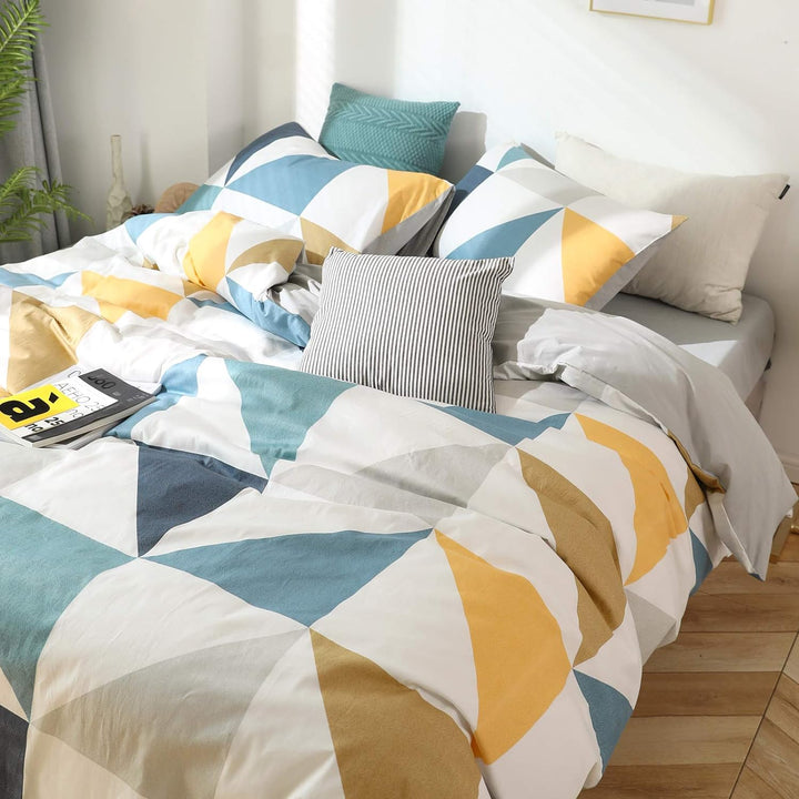 GETIYA Luxus Bettwäsche 220x240 Baumwolle Damen Herren Geometrische Bettwäsche Kontrast Farbe Bettwä
