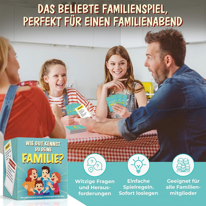 WIE GUT KENNST DU DEINE FAMILIE ? Das beliebte Familienspiel mit witzigen Herausforderungen und Frag