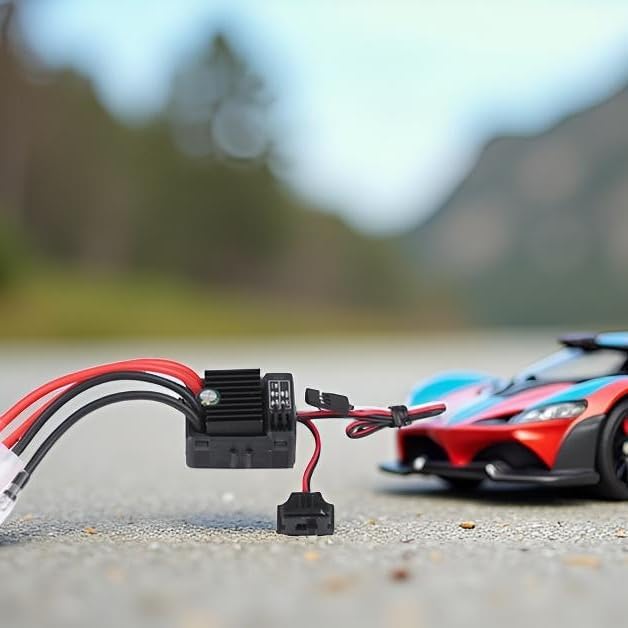 Pissente Brushed ESC 60A Wasserdichter Geschwindigkeitsregler mit Integriertem Kondensator für 1/10