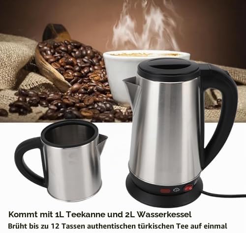 Elektrische Türkische Teehersteller Türkischer Wasserkocher -Set 1L und 2L Türkische Teekanne Edelst