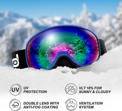 Odoland Skihelm und Skibrille Set Snowboardhelm mit Snowboardbrille für Damen und Herren Ski Goggles